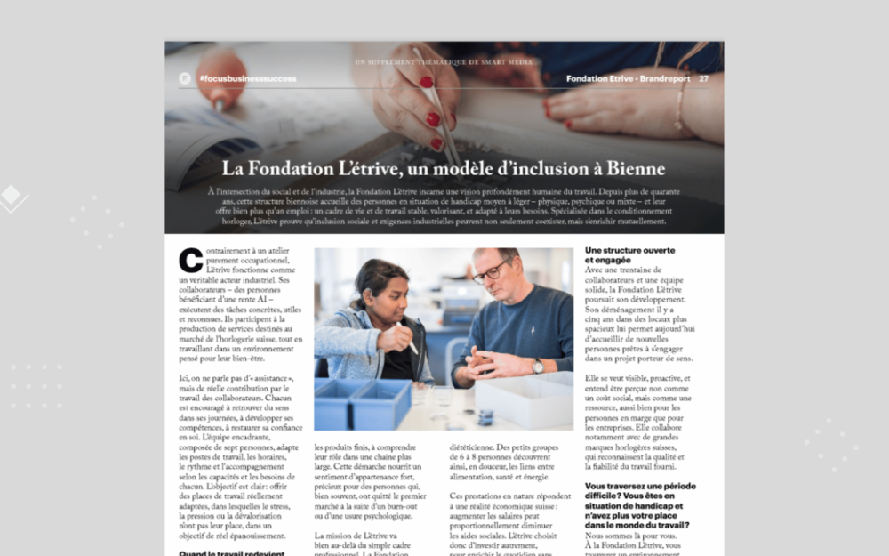 Fondation l'étrive - PME Magazine